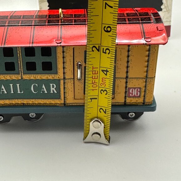 Hallmark Keepsake Yuletide Central pressed tin 1996 mail car in box Ornament - Picture 5 of 8